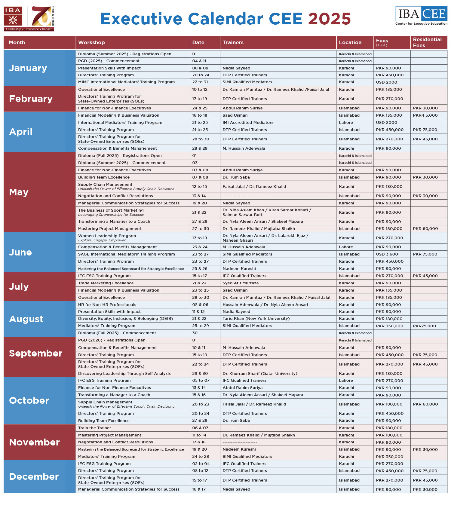 Program Calendar