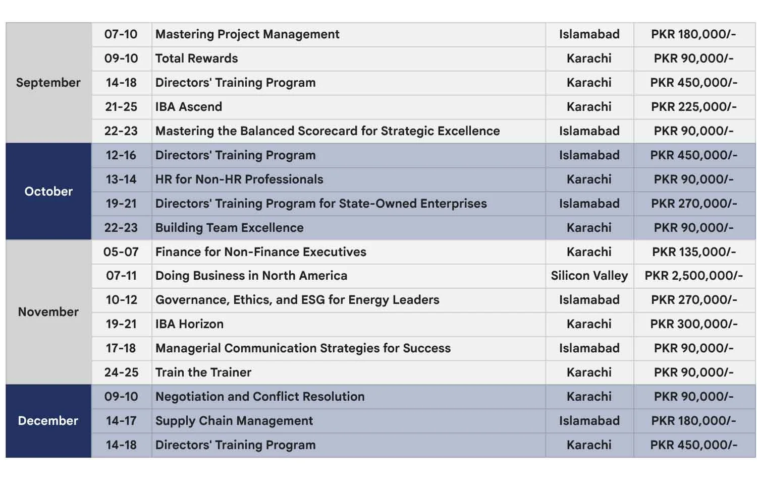 Program Calendar