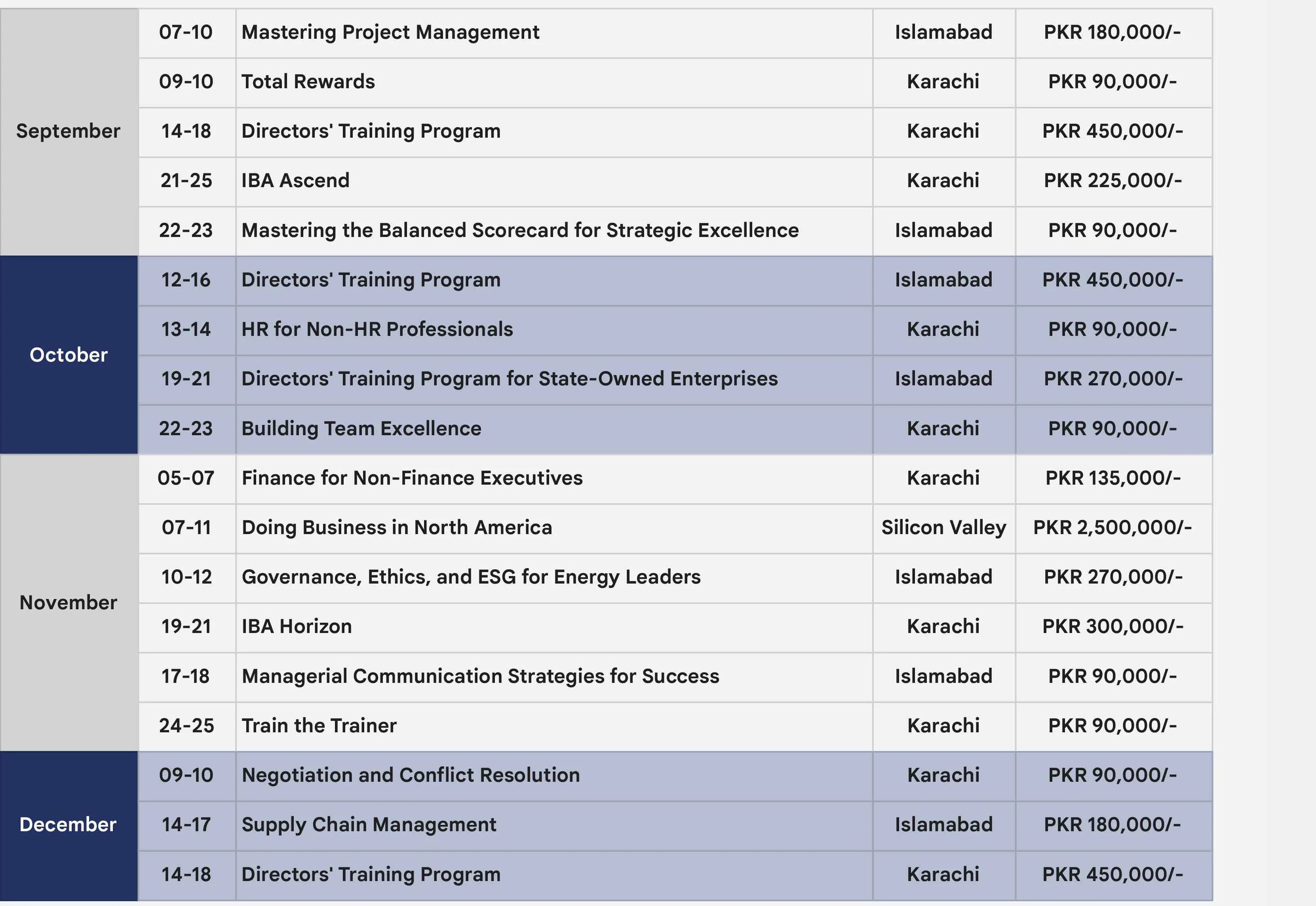Program Calendar