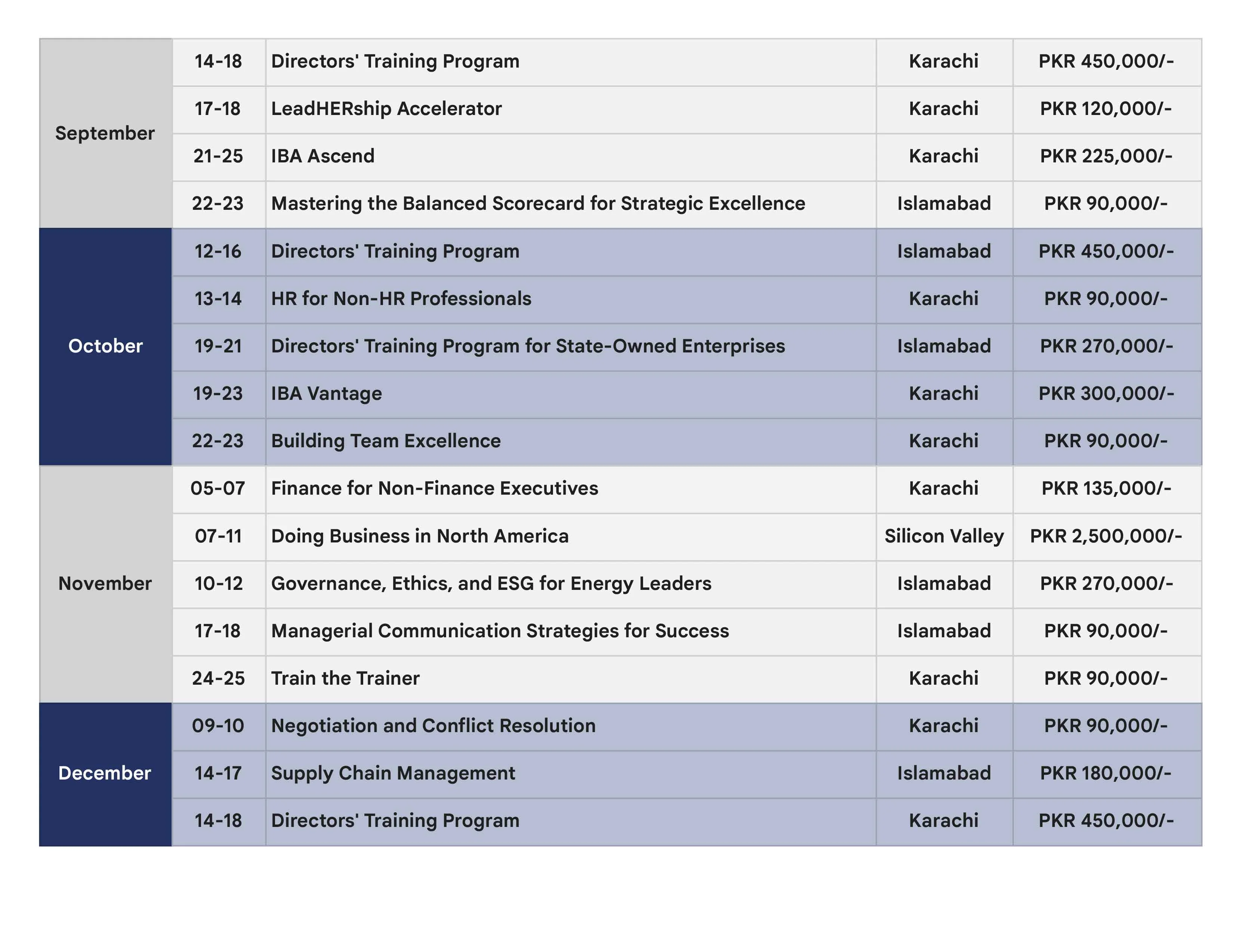 Program Calendar