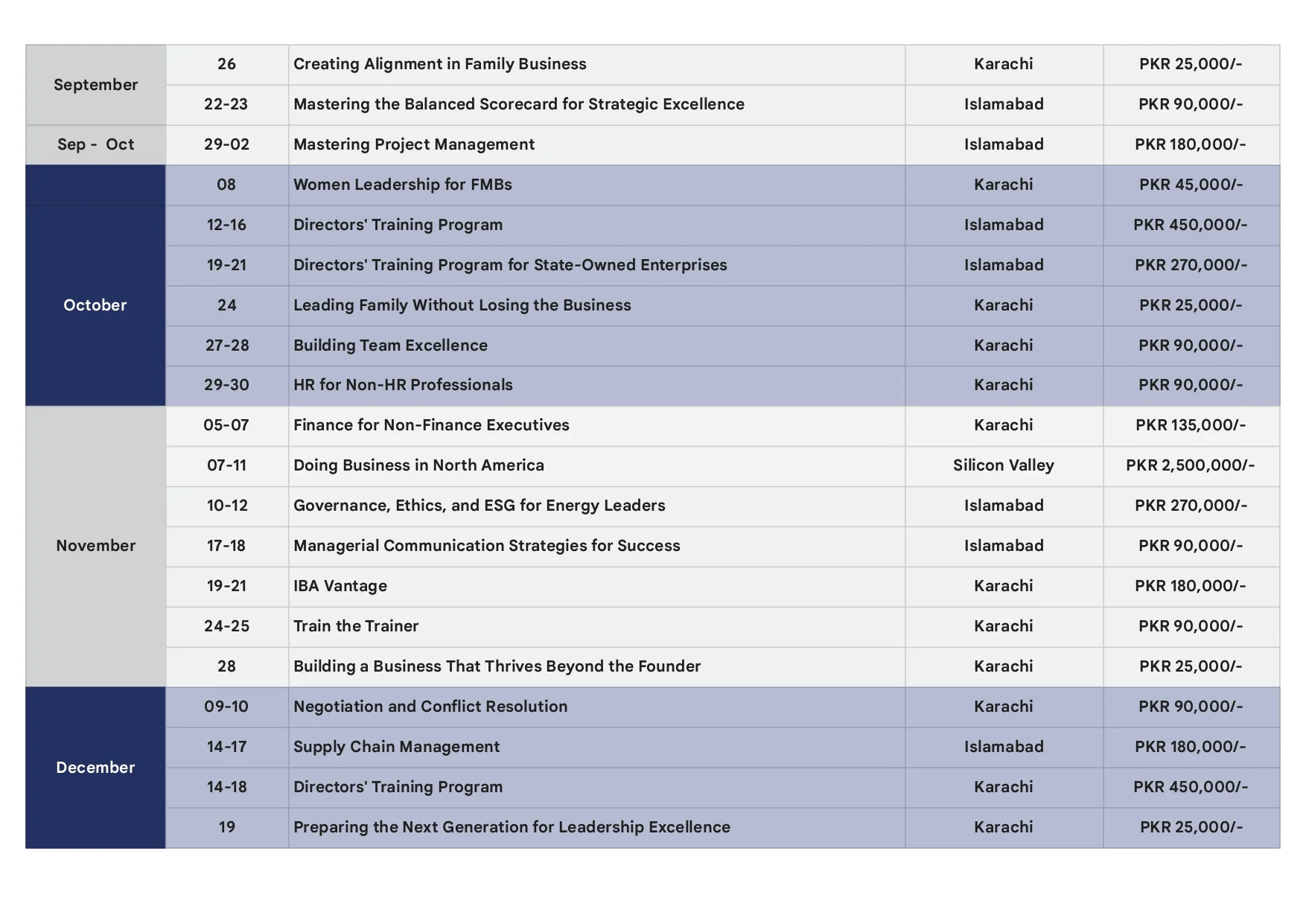 Program Calendar