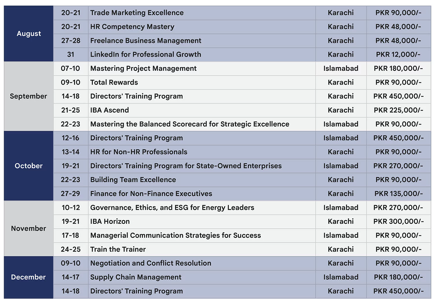 Program Calendar