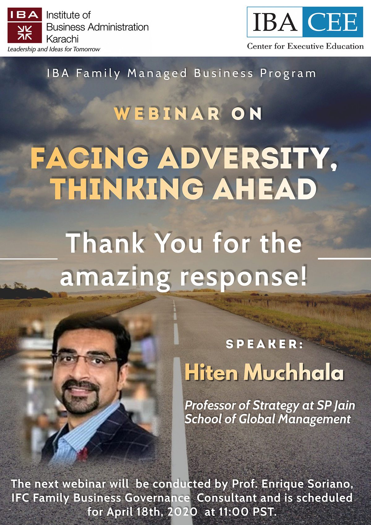 Webinar on Facing Adversity, Thinking Ahead